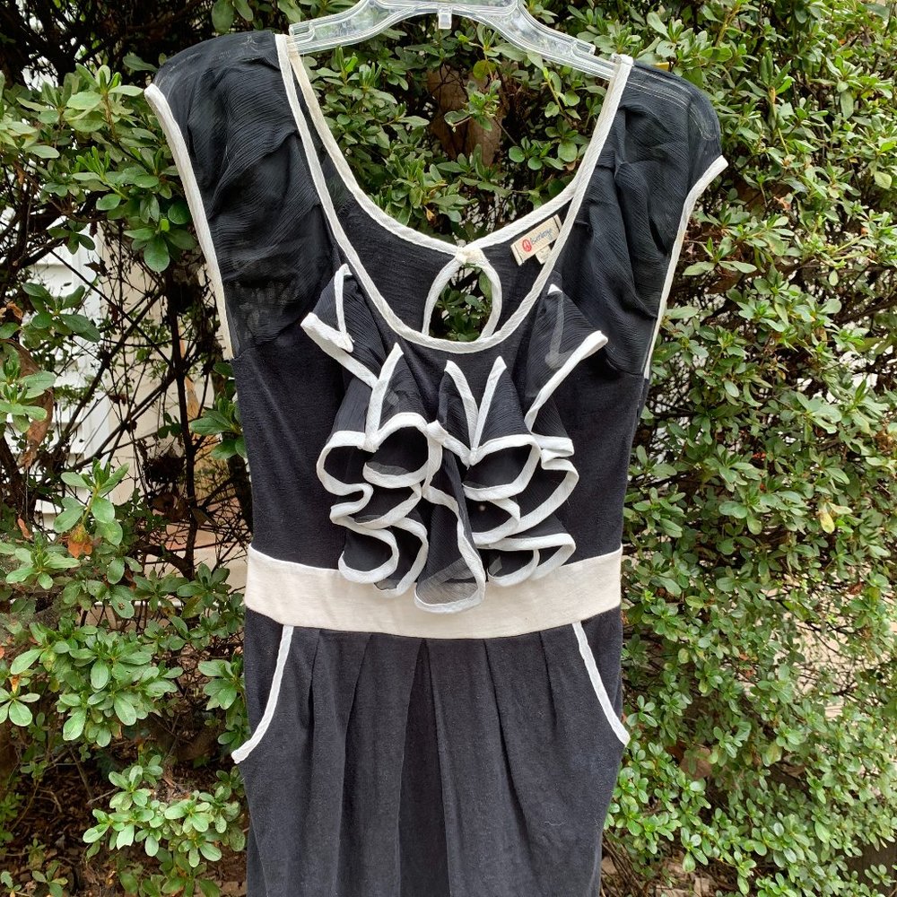 Navy Blue Soft Dress with Ruffles - Small